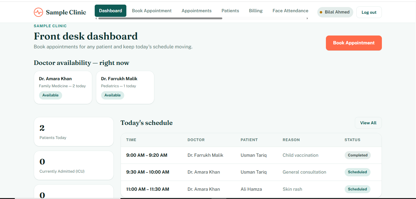 SAZ Clinic management system screenshot